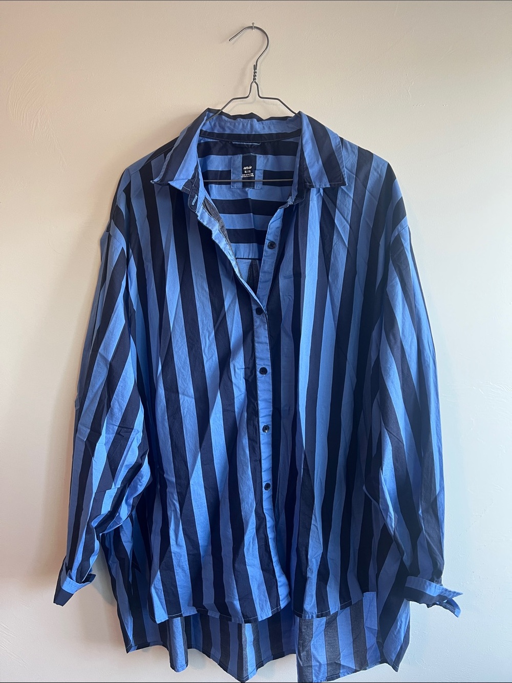 Aerie Women’s Oversized Blue Striped Button-Up Shirt